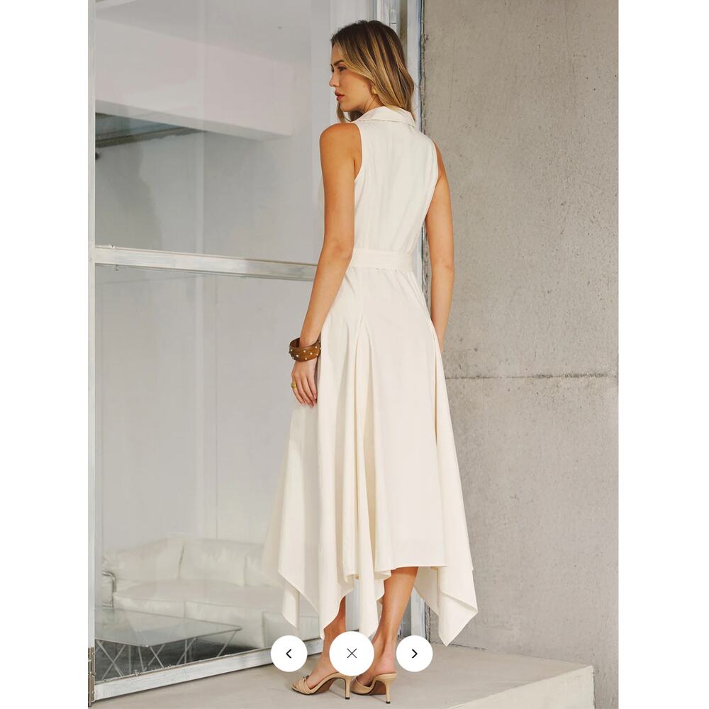 NWT Commense Pocket Detail Sleeveless Belted Maxi Dress Sz L - Picture 4 of 5